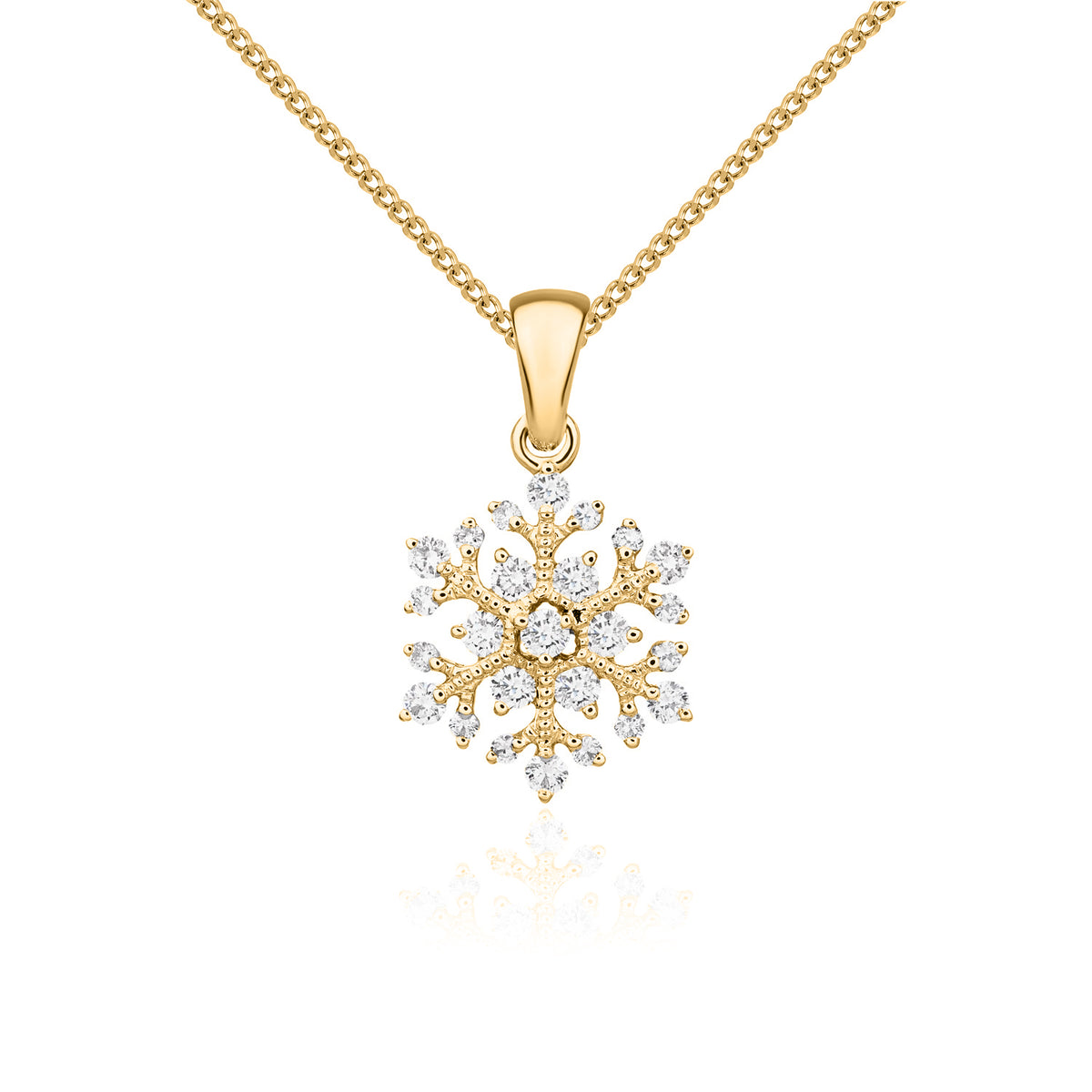 18ct Yellow Gold Natural Diamond Snowflake Pendant