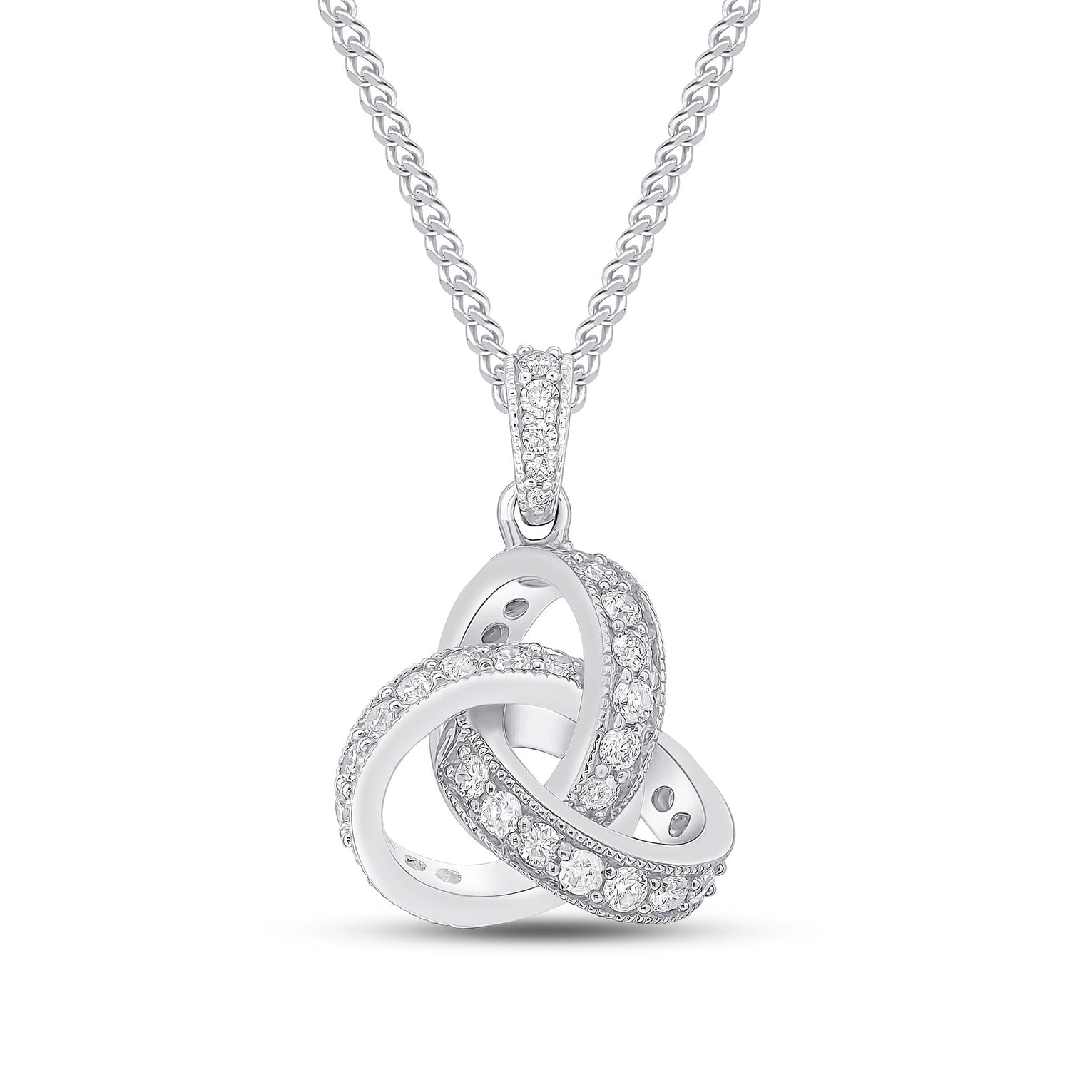 18ct White Gold Natural Diamond Knot Pendant — 13mm