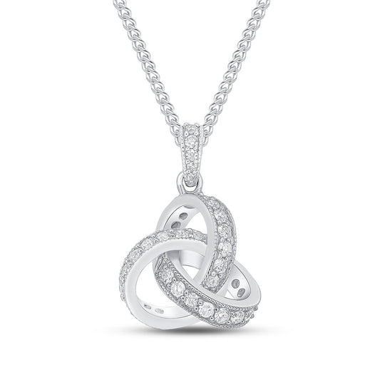 18ct White Gold Natural Diamond Knot Pendant — 13mm