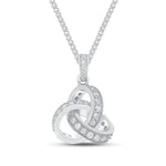 18ct White Gold Diamond Grain Set Knot Pendant with Diamond Set Loop — 13.5mm