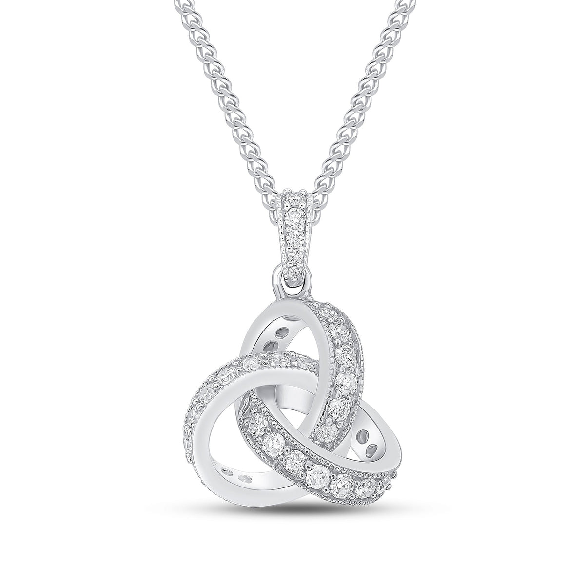 18ct White Gold Natural Diamond Knot Pendant