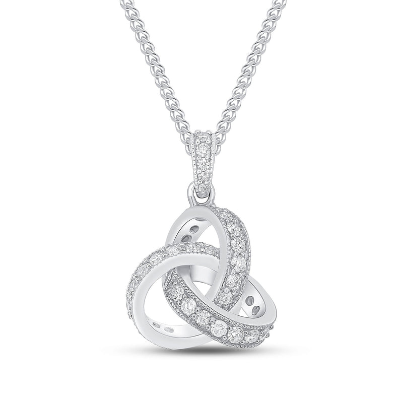 18ct White Gold Natural Diamond Knot Pendant