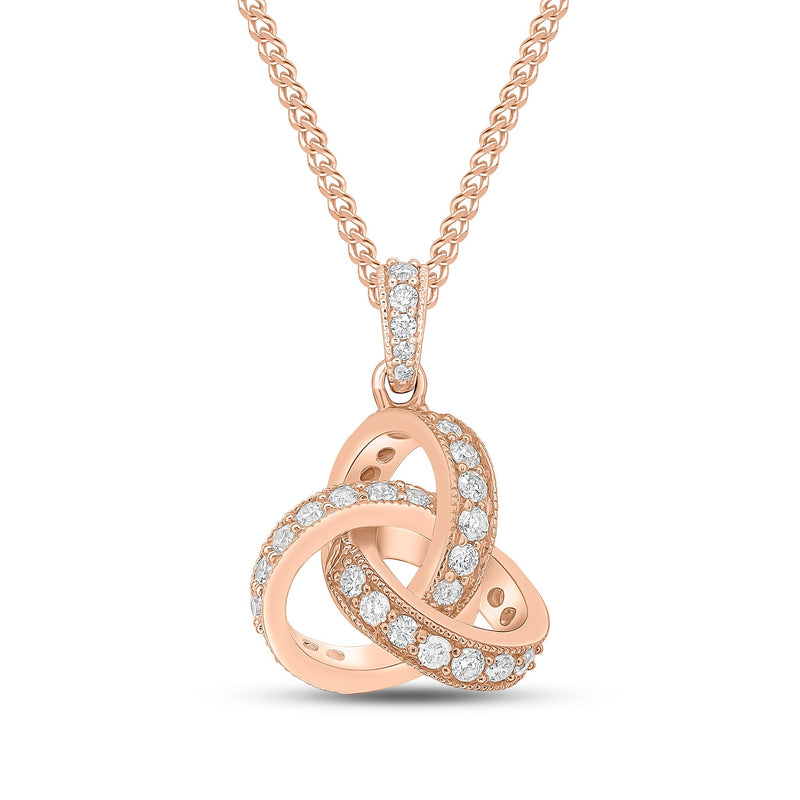 18ct Rose Gold Natural Diamond Knot Pendant
