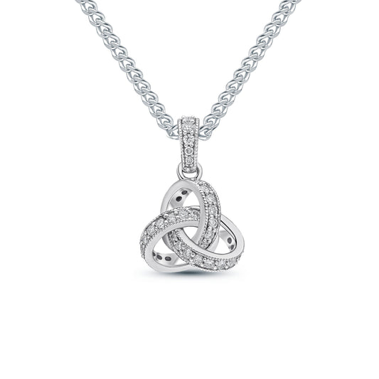 18ct White Gold Diamond Set Knot Pendant with Natural Diamond Set Loop — 11mm