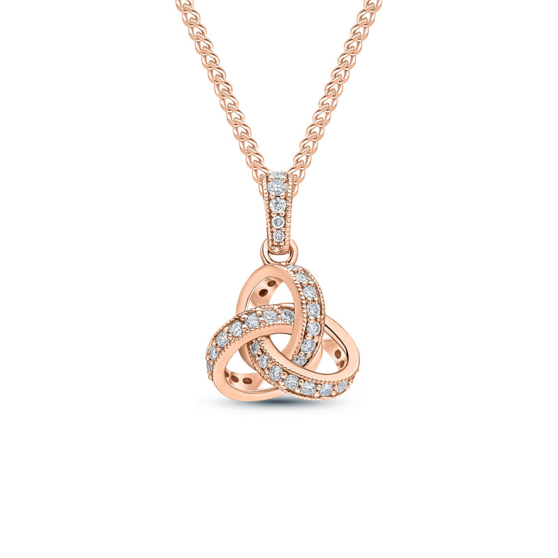 18ct Rose Gold Natural Diamond Knot Pendant with Diamond Set Loop