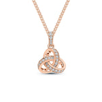 18ct Rose Gold Diamond Grain Set Knot Pendant with Diamond Set Loop — 11mm