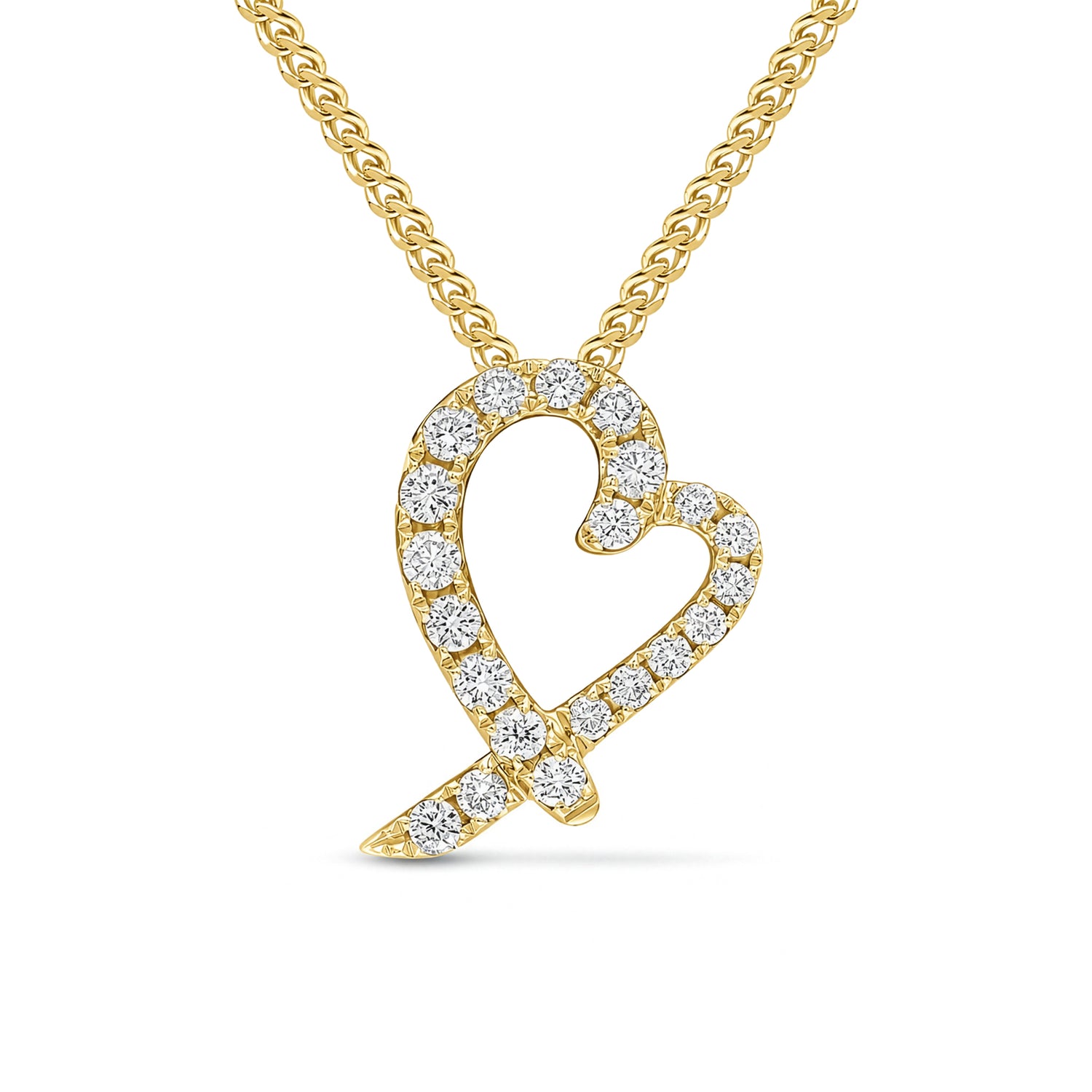 18ct Yellow Gold Round Diamond Heart Shape Slider Pendant