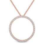 18ct Rose Gold Round Natural Diamond Claw Set Open Circle Slider Pendant — 35mm