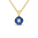 18ct Yellow Gold Marquise Natural Sapphire & Diamond Cluster Pendant — 8mm