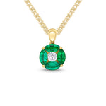 18ct Yellow Gold Marquise Natural Emerald & Diamond Cluster Pendant — 9mm