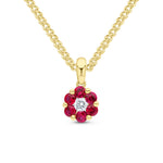 18ct Yellow Gold Natural Ruby & Diamond Reverse Cluster Pendant