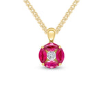 18ct Yellow Gold Marquise Natural Ruby & Diamond Cluster Pendant — 9mm