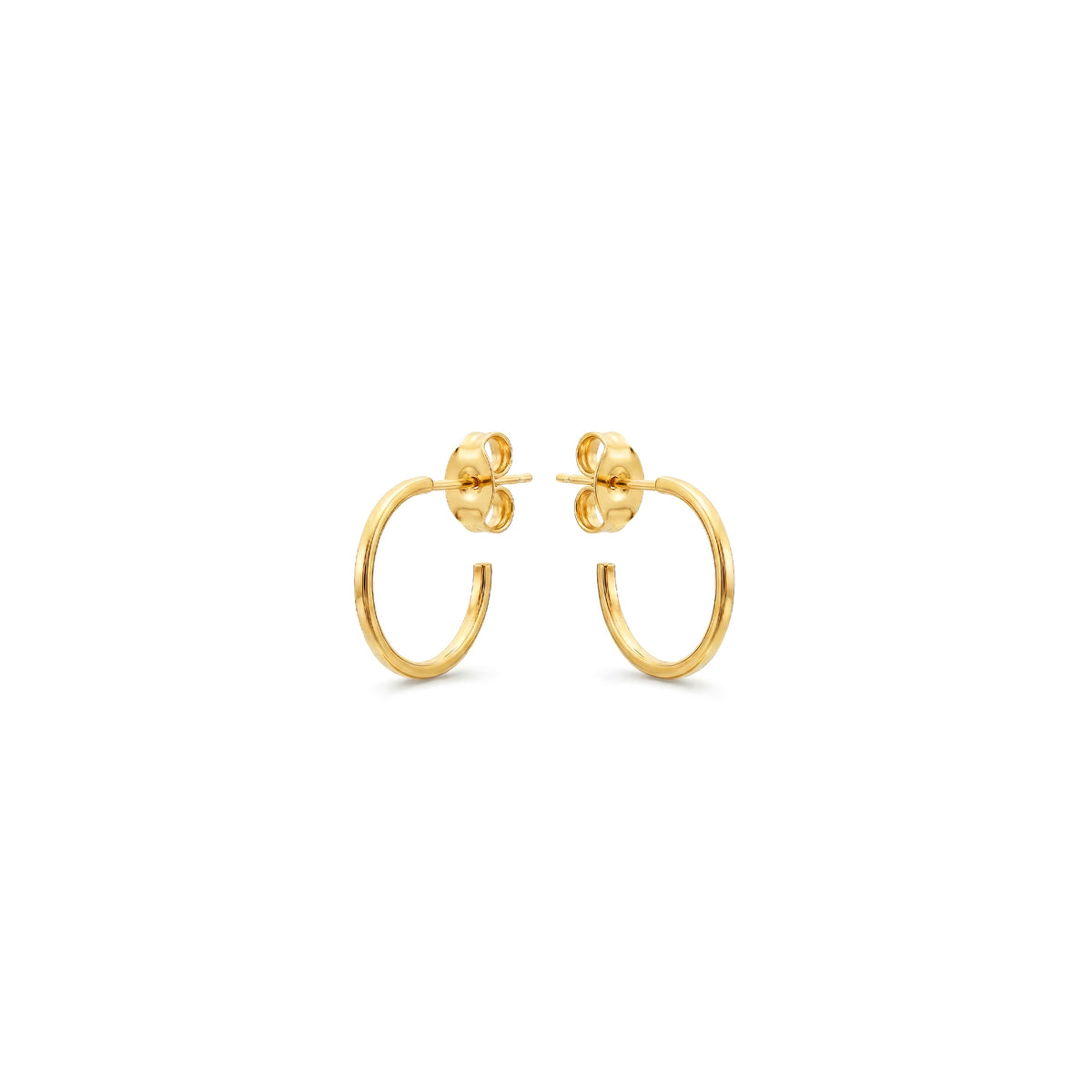 9ct Gold Square Tube Hoop Earrings with Peg and Scroll Fittings — 12mm