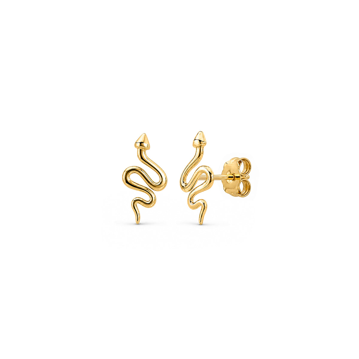 9ct Gold Polished Curved Snake Stud Earrings
