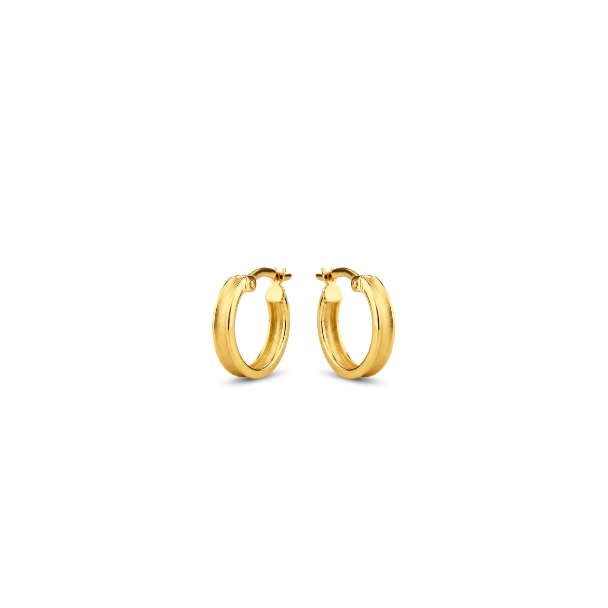 9ct Gold Satin Concave Hoop Earrings with Polished Edges