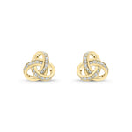 18ct Yellow Gold Round Natural Diamond Grain Set Knot Stud Earrings —10.5mm