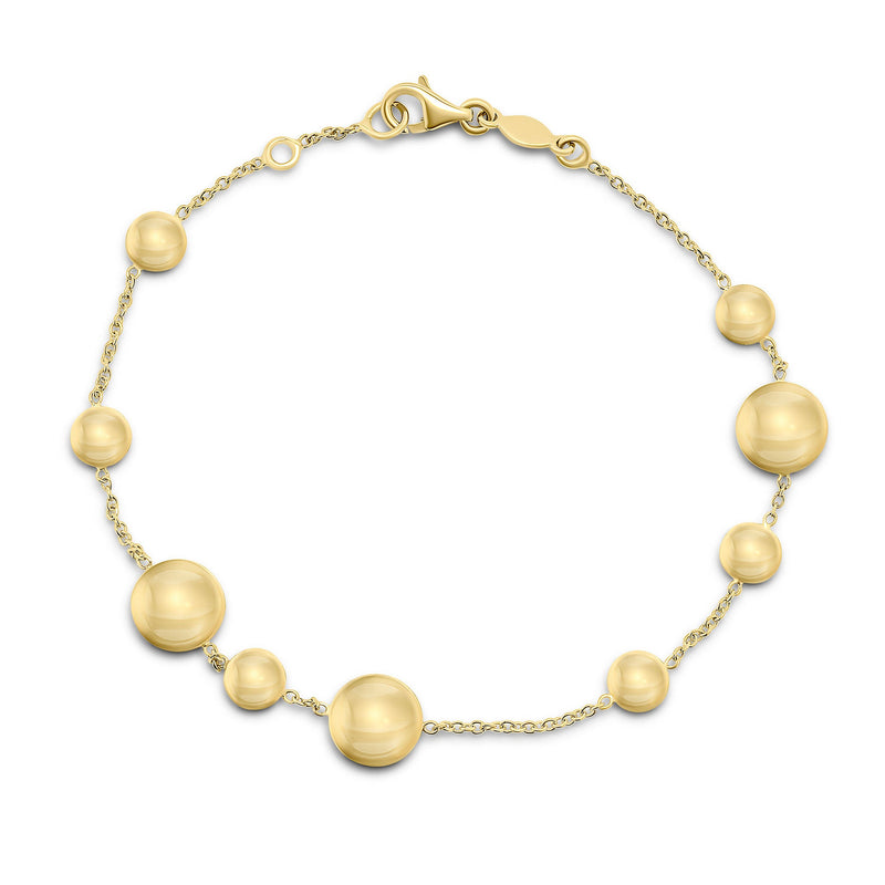 9ct Yellow Gold Polished Flat Disc Bracelet — 7.5"/19cm
