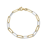 9ct Yellow and White Gold Oval Paperchain Bracelet — 7.5"/19cm