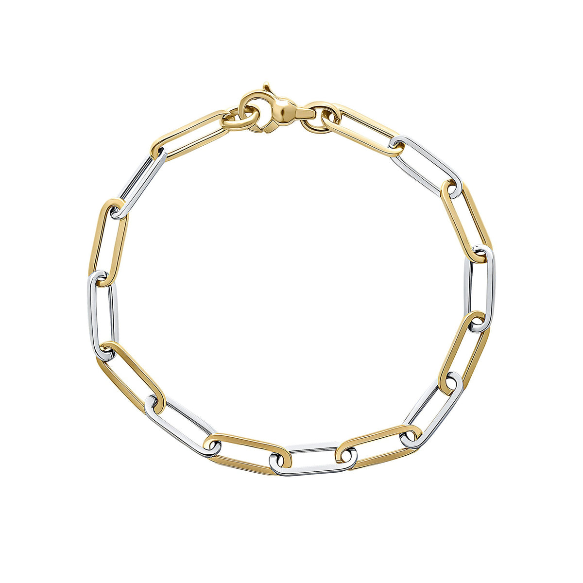 9ct Yellow and White Gold Oval Paperchain Bracelet — 7.5"/19cm