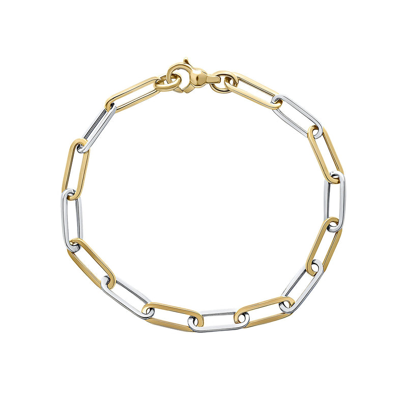 9ct Yellow and White Gold Oval Paperchain Bracelet — 7.5"/19cm