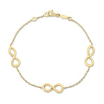 9ct Yellow Gold Polished Infinity Bracelet — 7.25"/18.4cm