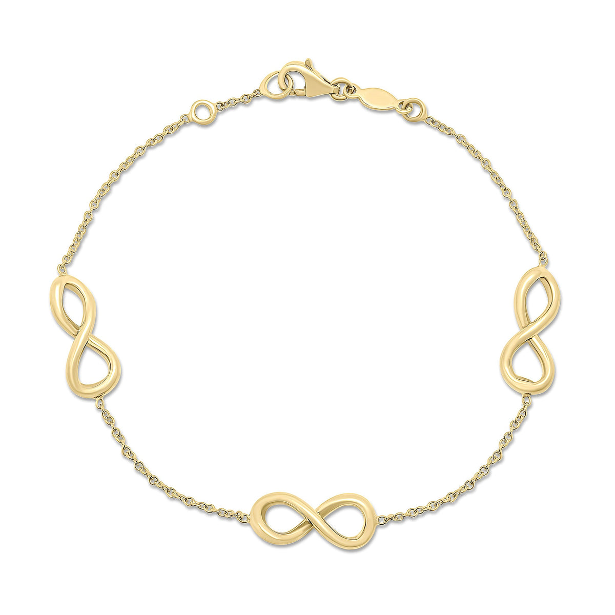 9ct Yellow Gold Polished Infinity Bracelet — 7.25"/18.4cm