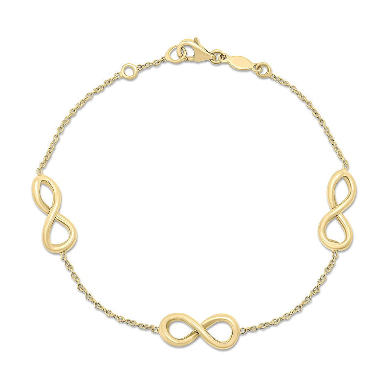 9ct Yellow Gold Polished Infinity Bracelet — 7.25"/18.4cm