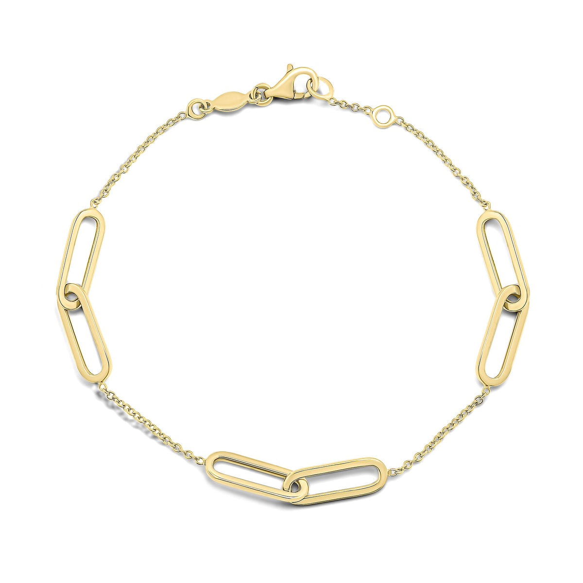 9ct Yellow Gold Polished Double Oval Link Bracelet — 7.25"/18.4cm