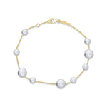 9ct Yellow Gold Bracelet with White Gold Polished Flat Discs — 7.5"/19cm