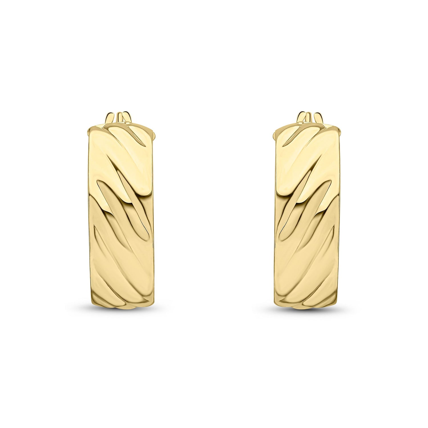 9ct Yellow Gold Wave Hoop Earrings