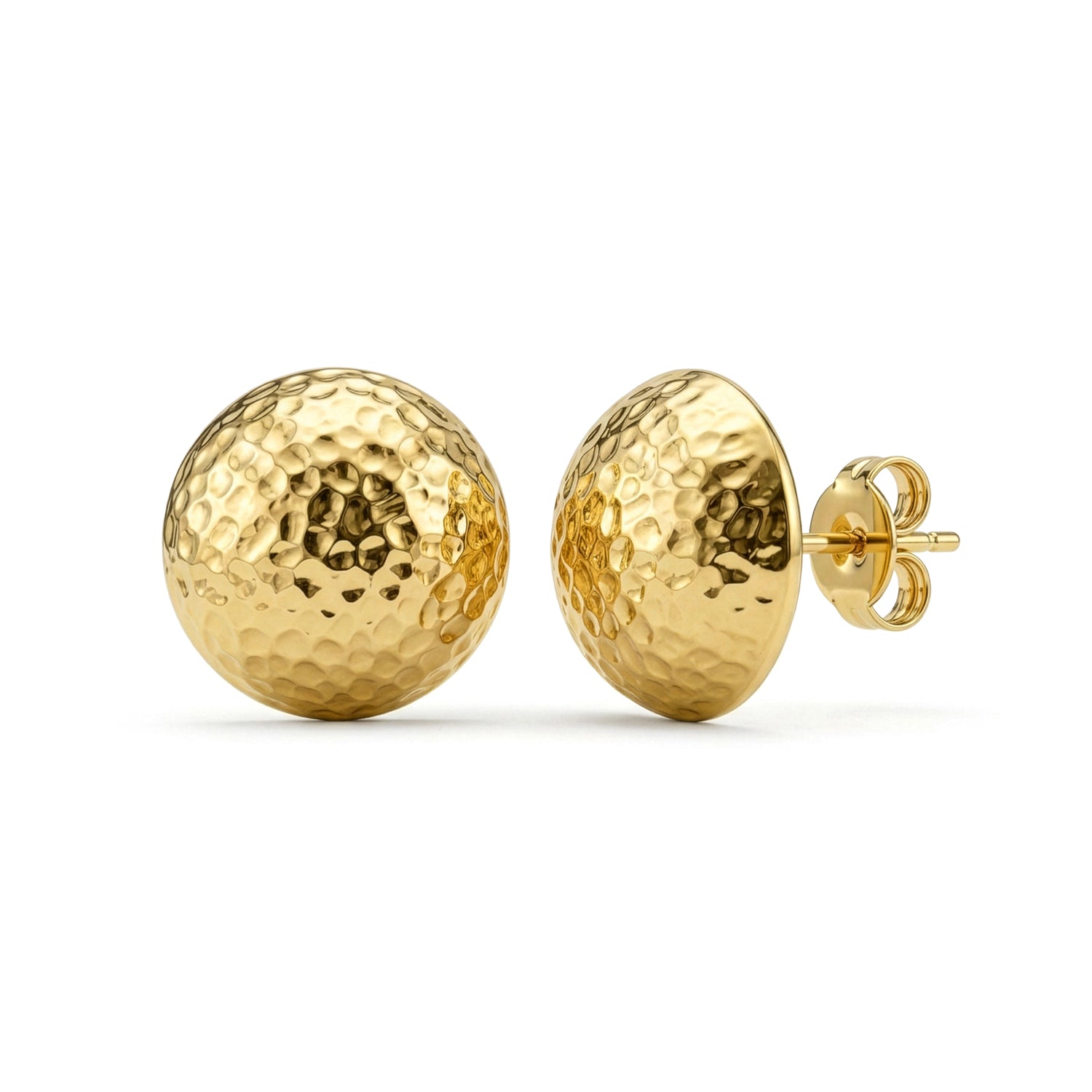 9ct Yellow Gold Hammered Half Dome Stud Earrings