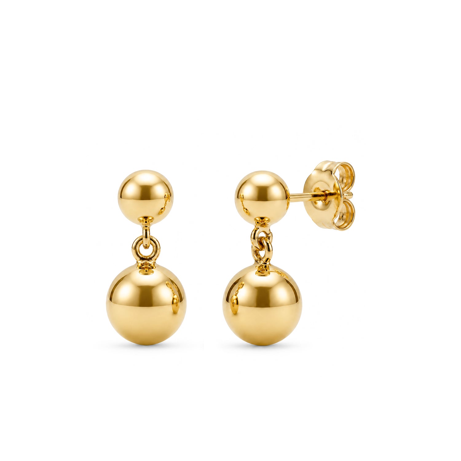 9ct Yellow Gold Polished Ball Drop Earrings