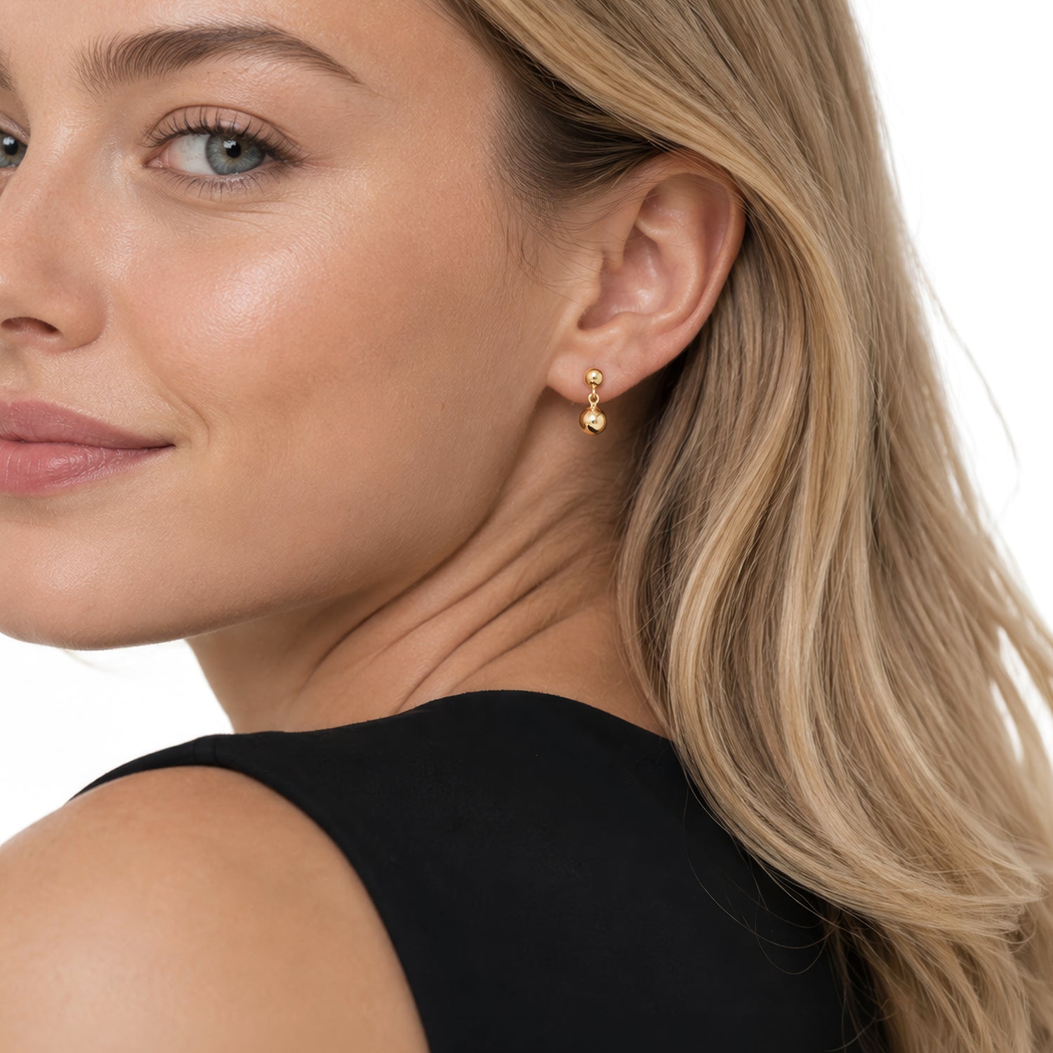 9ct Yellow Gold Polished Ball Drop Earrings
