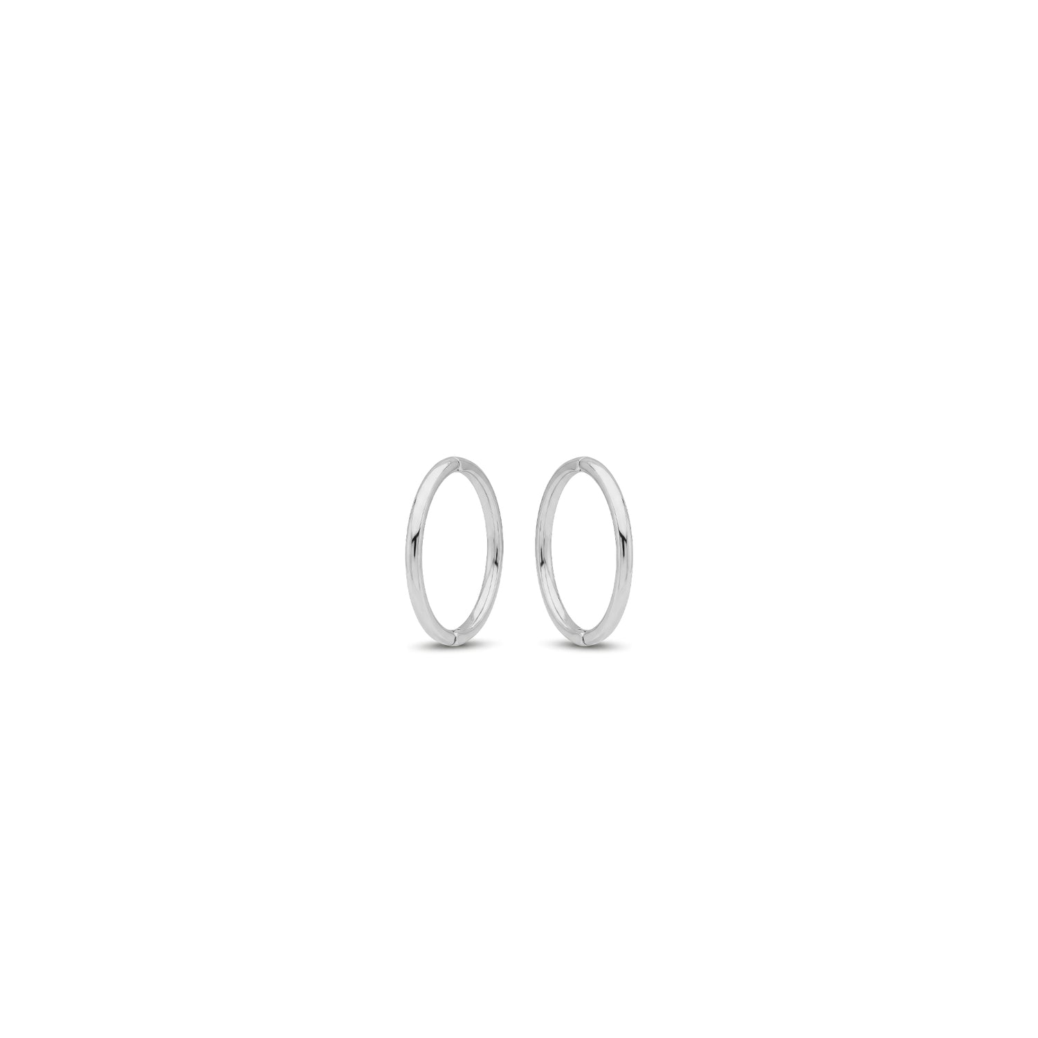 9ct White Gold Hinged Sleeper Hoop Earrings — 15x1.2mm