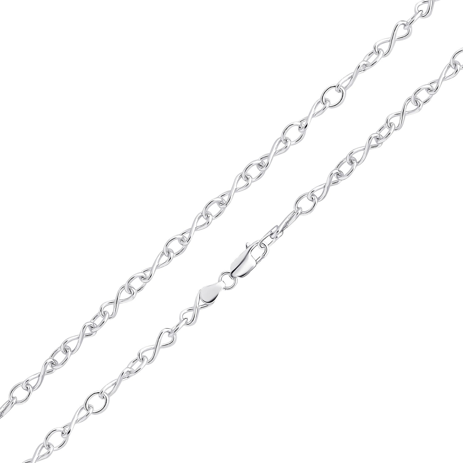 Sterling Silver Handmade Solid 6.3mm Infinity Link Necklace