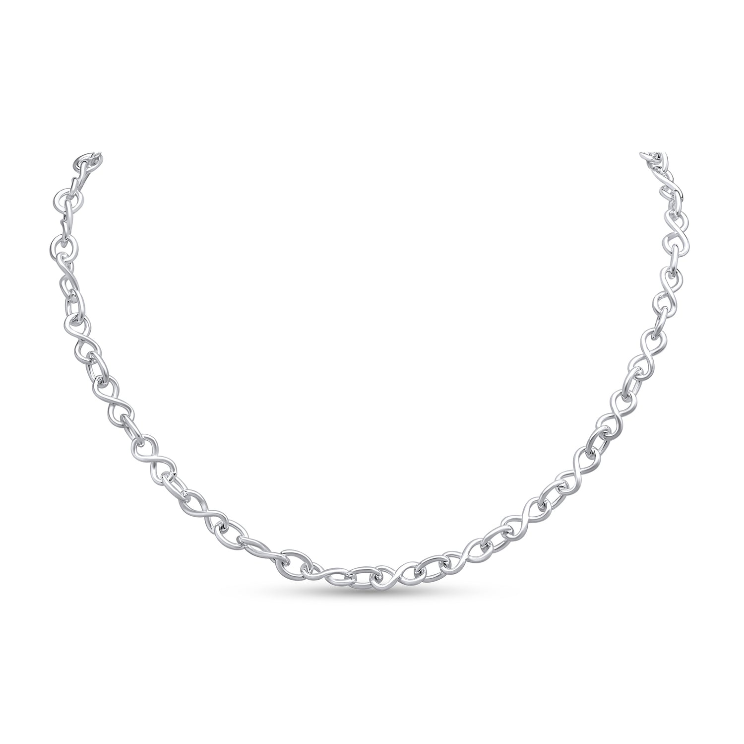 Sterling Silver Handmade Solid 6.3mm Infinity Link Necklace