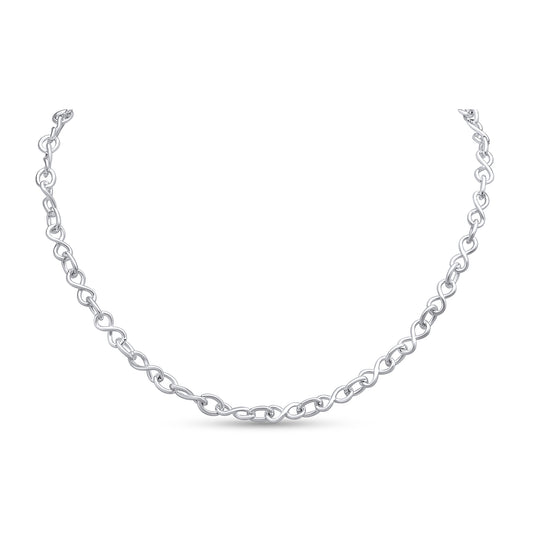 Sterling Silver Handmade Solid 6.3mm Infinity Link Necklace