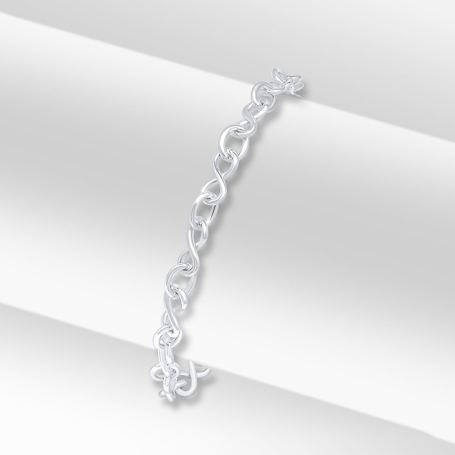 Sterling Silver Handmade Solid 6.3mm Infinity Link Bracelet