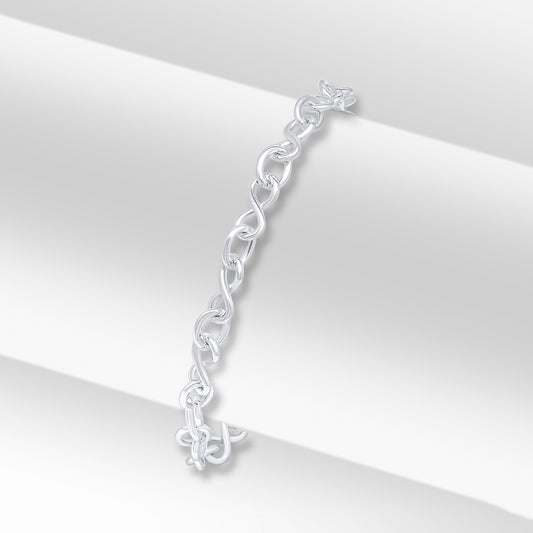 Sterling Silver Handmade Solid 6.3mm Infinity Link Bracelet