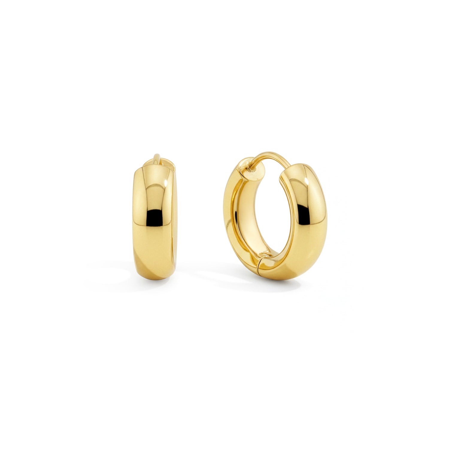 9ct Yellow Gold Polished Round Huggie Hoop Earrings — 10mm