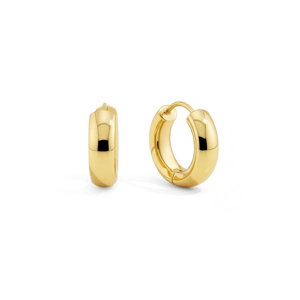 9ct Yellow Gold Polished Round Huggie Hoop Earrings — 10mm
