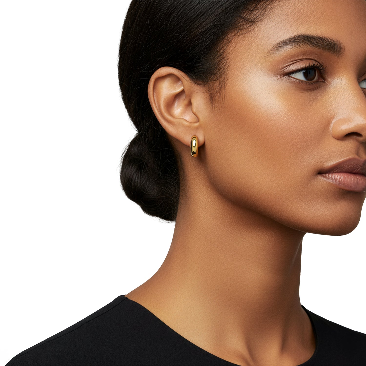 9ct Yellow Gold Polished Round Huggie Hoop Earrings — 10mm