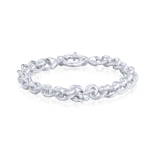 Sterling Silver Handmade Solid 10mm Rollerball Bracelet with Bolt Ring Clasp