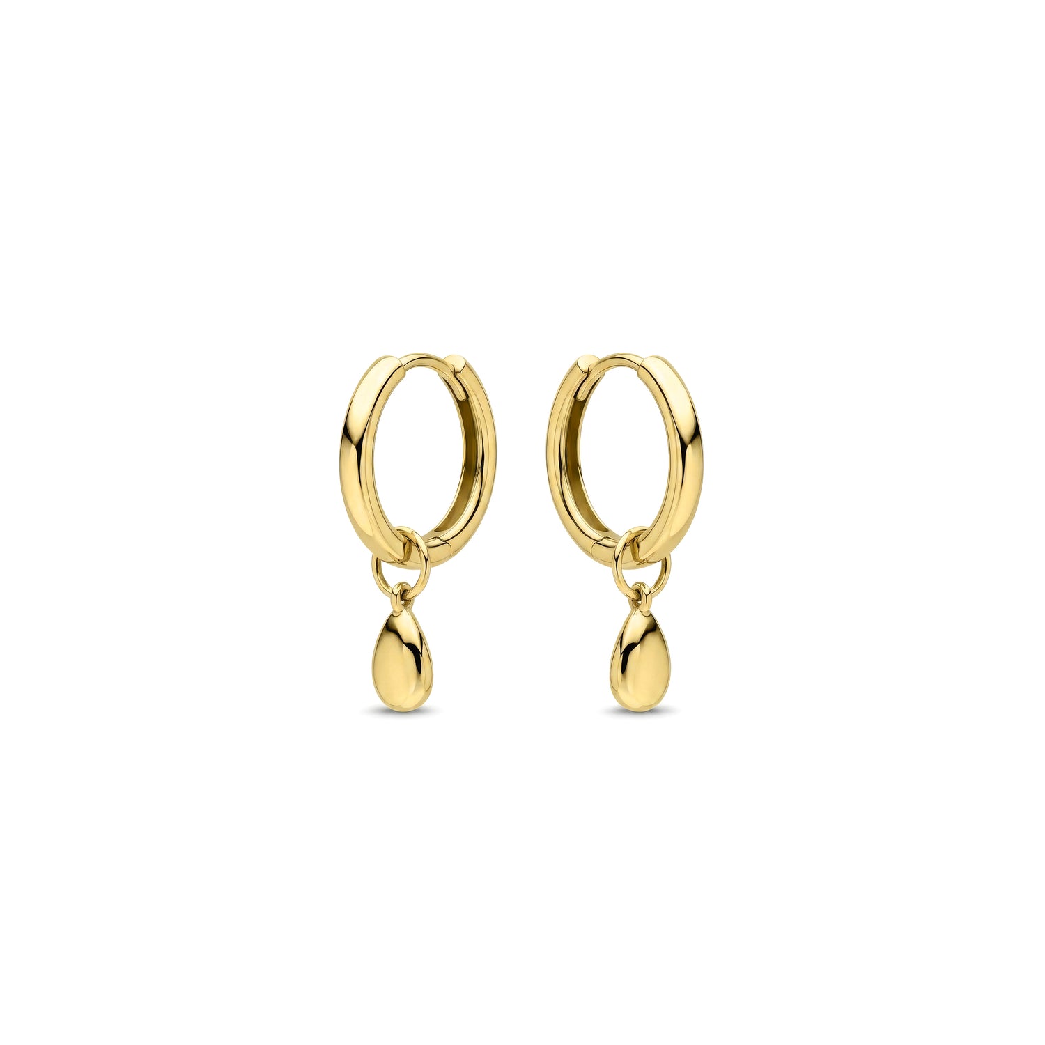 9ct Yellow Gold Polished Hinged Hoop Earrings with Detachable Pear Shaped Drop