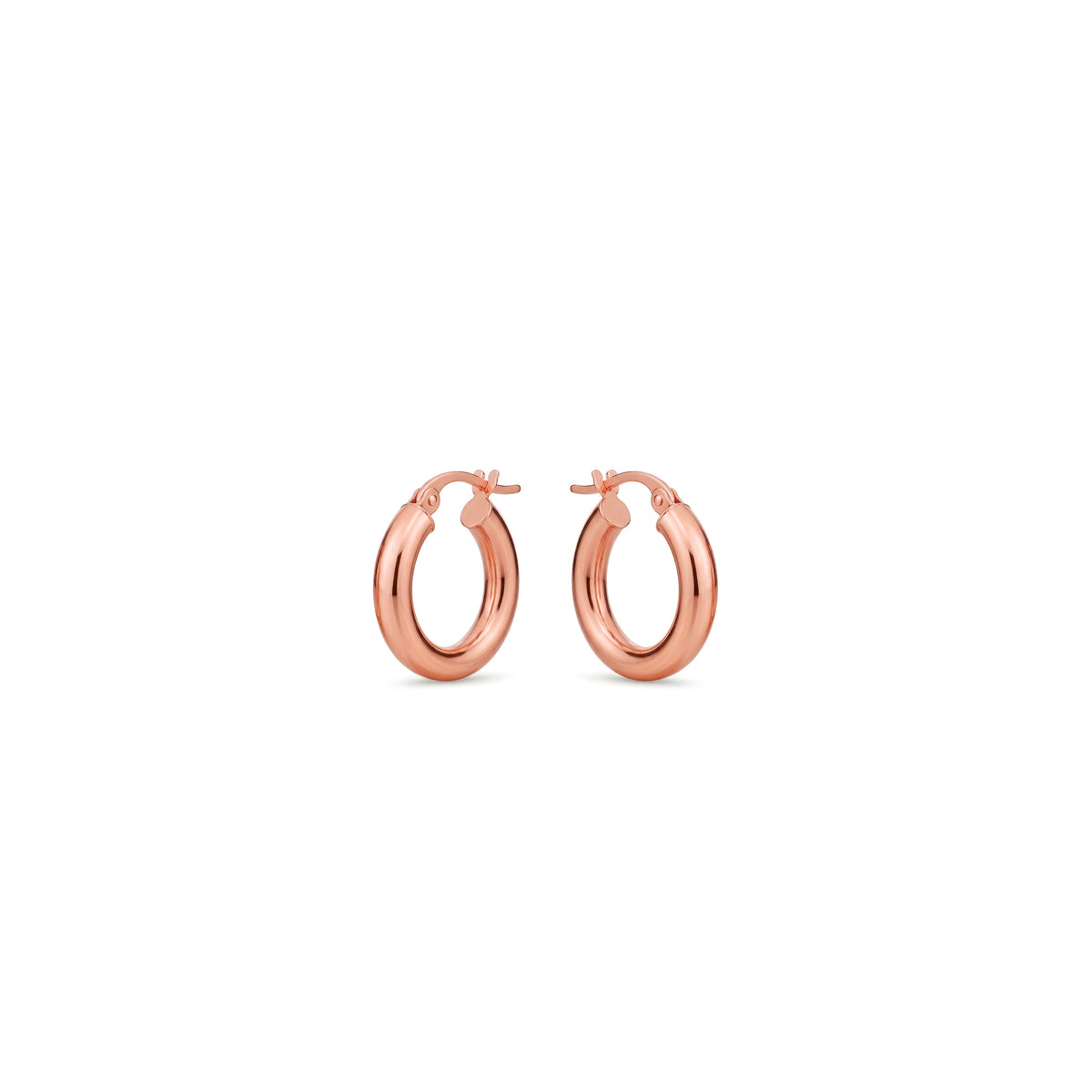 9ct Rose Gold Polished Tube Hoop Earrings — 16mm