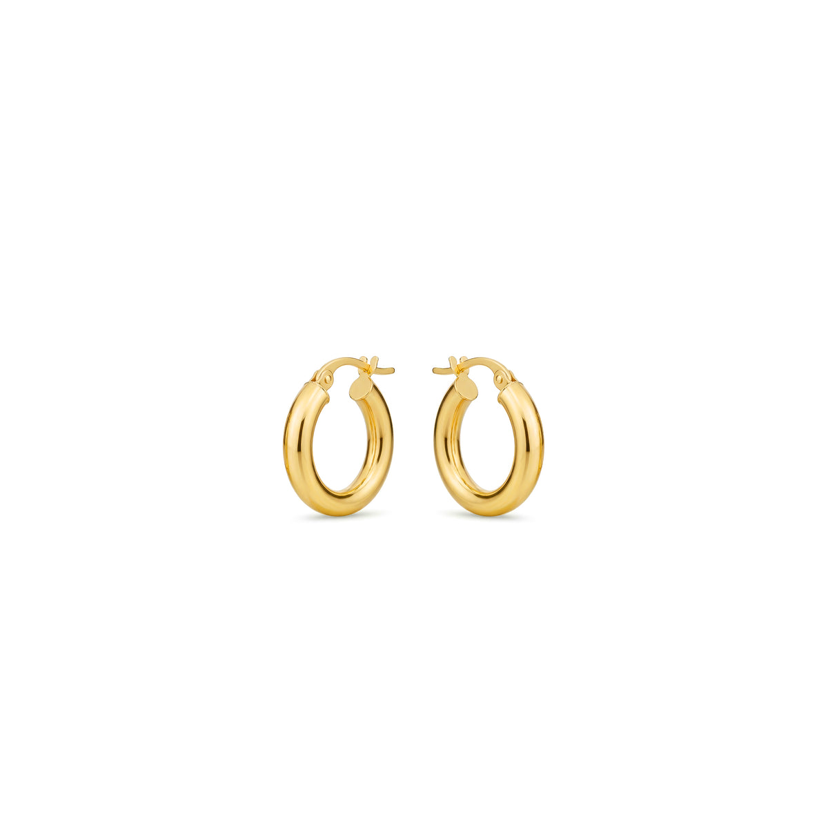 9ct Gold Polished Tube Hoop Earrings — 16mm
