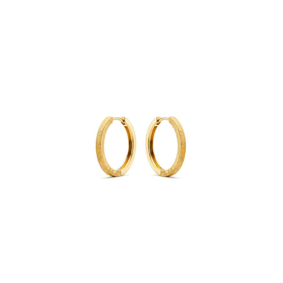 9ct Yellow Gold Brushed & Polished Hinged Huggie Earrings — 17.5mm