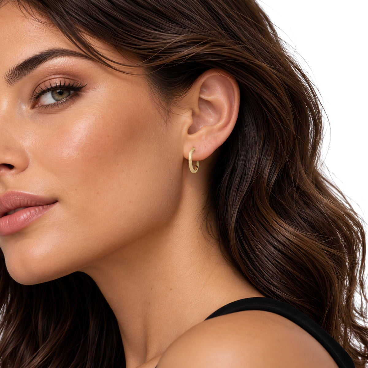 9ct Yellow Gold Brushed & Polished Hinged Huggie Earrings — 17.5mm