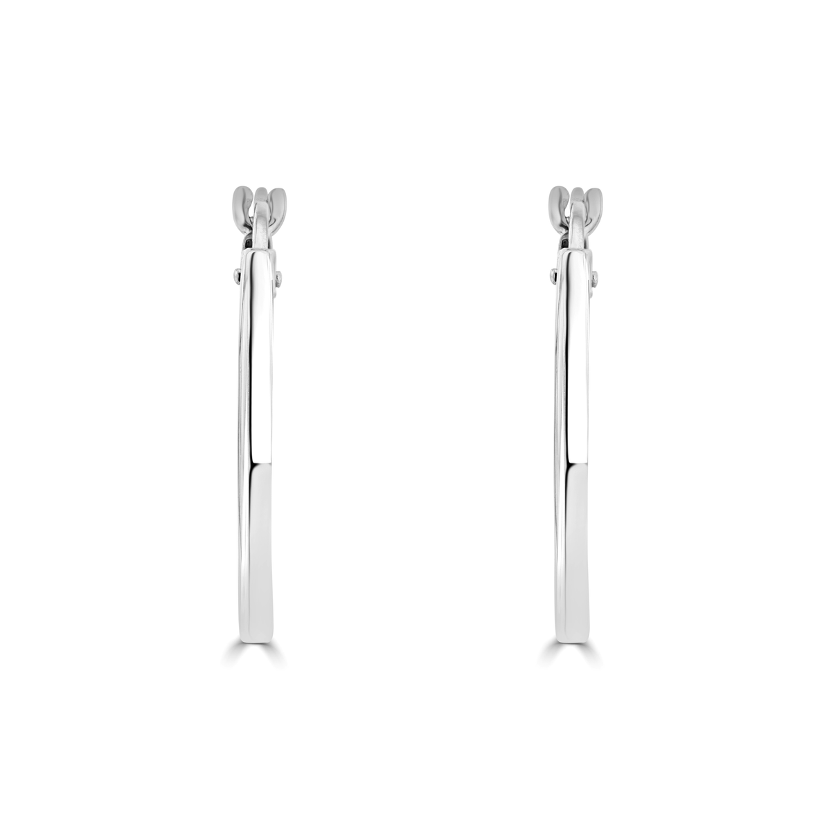 9ct White Gold Square Tube Oval Hoop Earrings