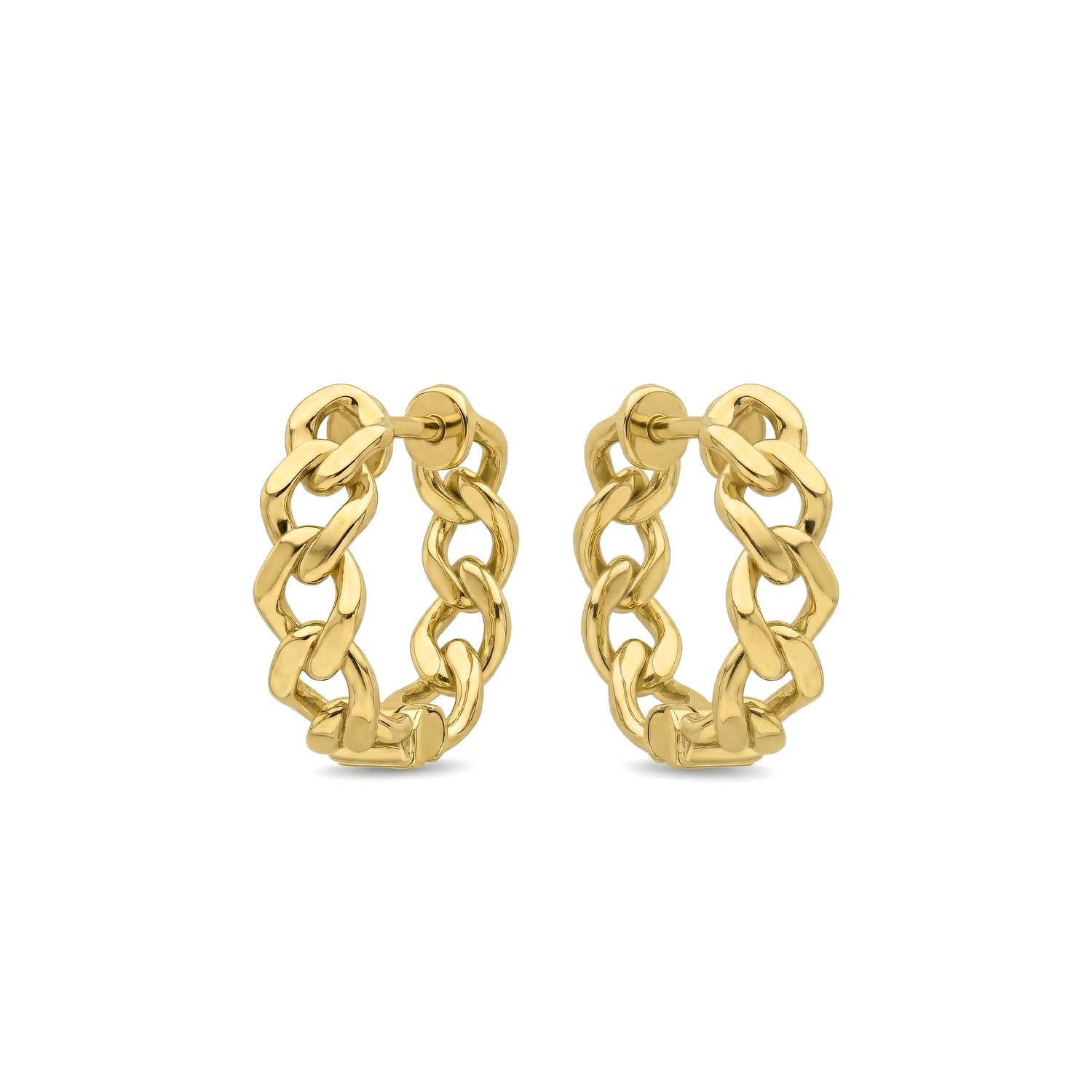 9ct Yellow Gold Curb Link Hinged Hoop Earrings